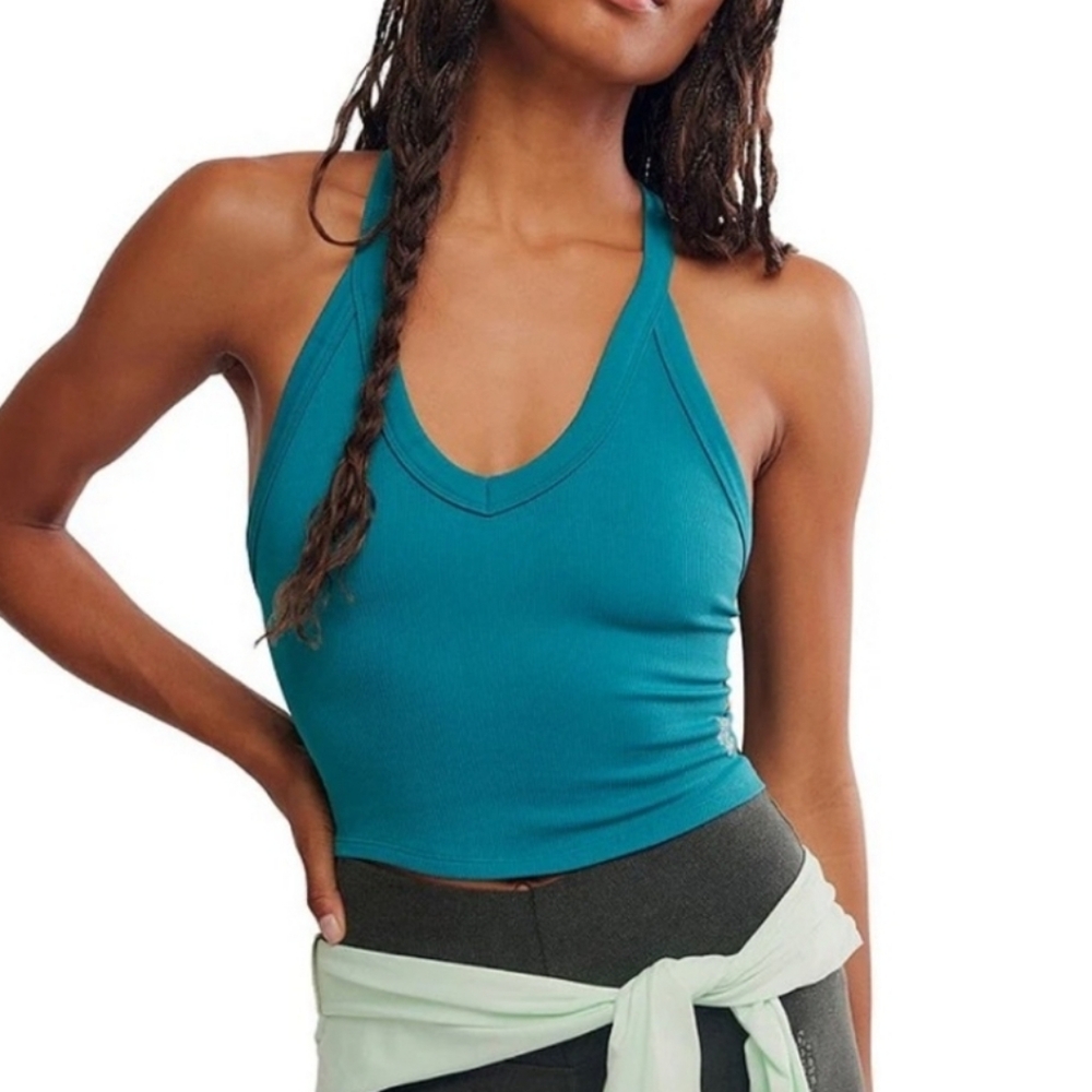 NWT Free People Movement All Clear V-neck Cami Top Celestial Blue
